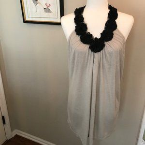 INC - Gray Racerback w/Black Floral Trim